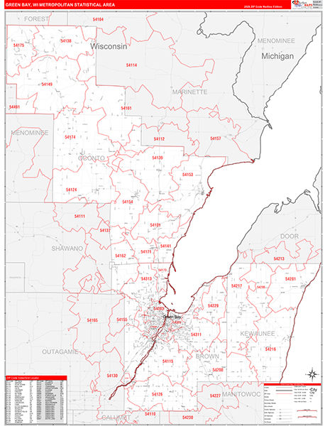 Green Bay Metro Area Wall Map